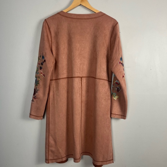 Solitaire Women’s Boho Faux Suede Floral Embroidered Jacket Mauve Pink large - Picture 6 of 6